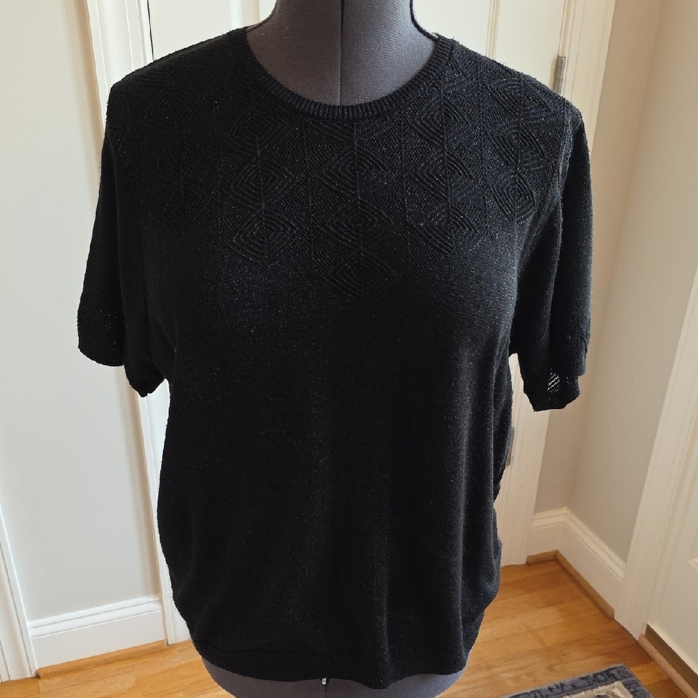 Alfred Dunner Black Metallic Knit Top